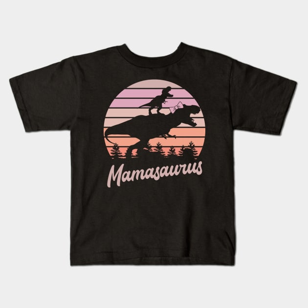 Mamasaurus T-Rex Dinosaur Kids T-Shirt by ryanjaycruz